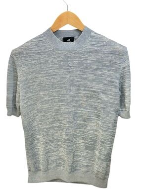 H&M Gray Heathered Short Sleeve Knit Top